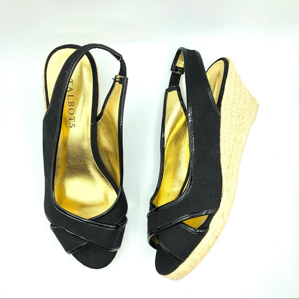 Talbots | Sling Back Peep Toe Canvas Espadrille